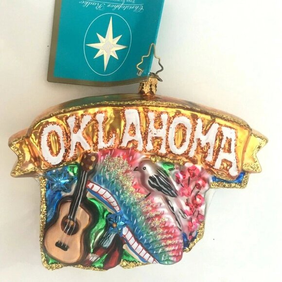 ✨ NEW Christopher Radko Celebrate OKLAHOMA State Shape Handmade Glass Ornament ✨ - Picture 5 of 10
